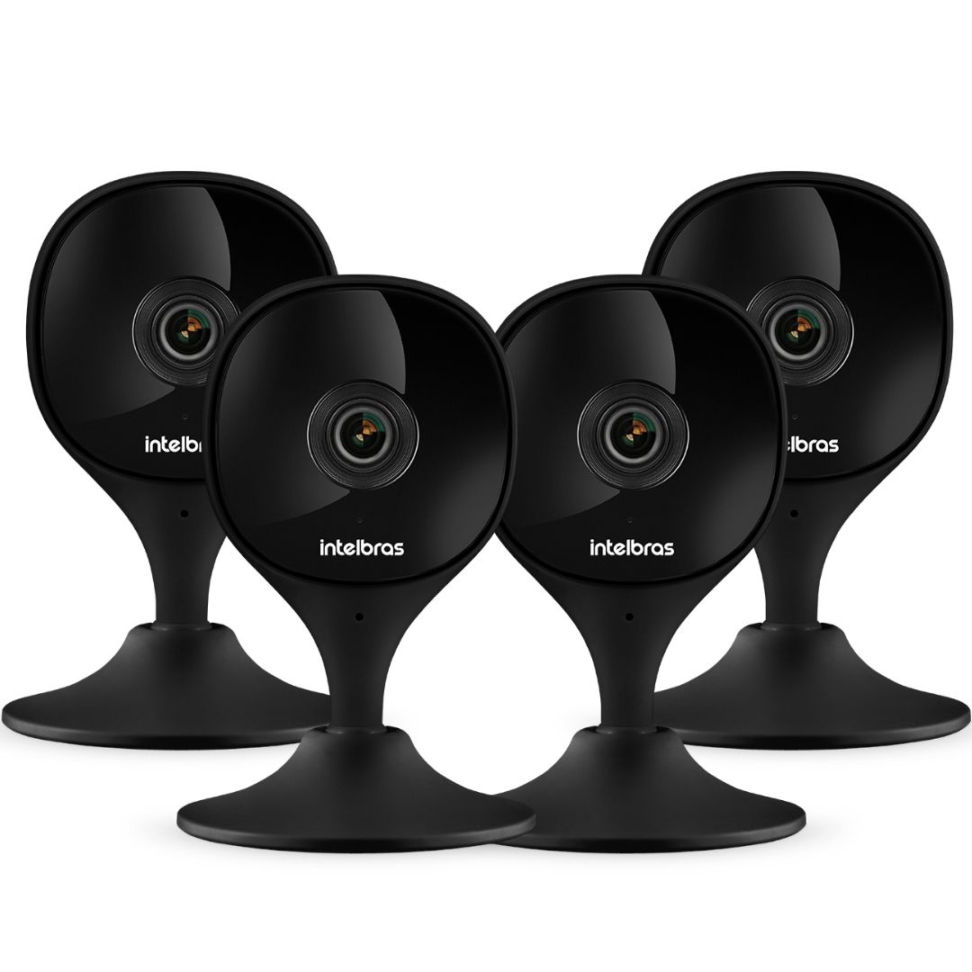 Kit 4 Câmeras Wifi IMX Black Intelbras Mibo IP Full HD Preta