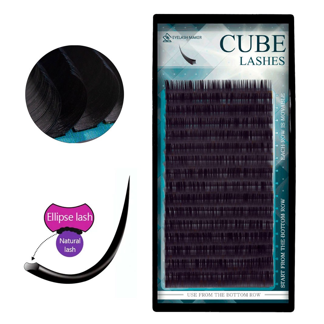 Cílios Eyelash Maker Elipse Cube Lashes Curvatura D