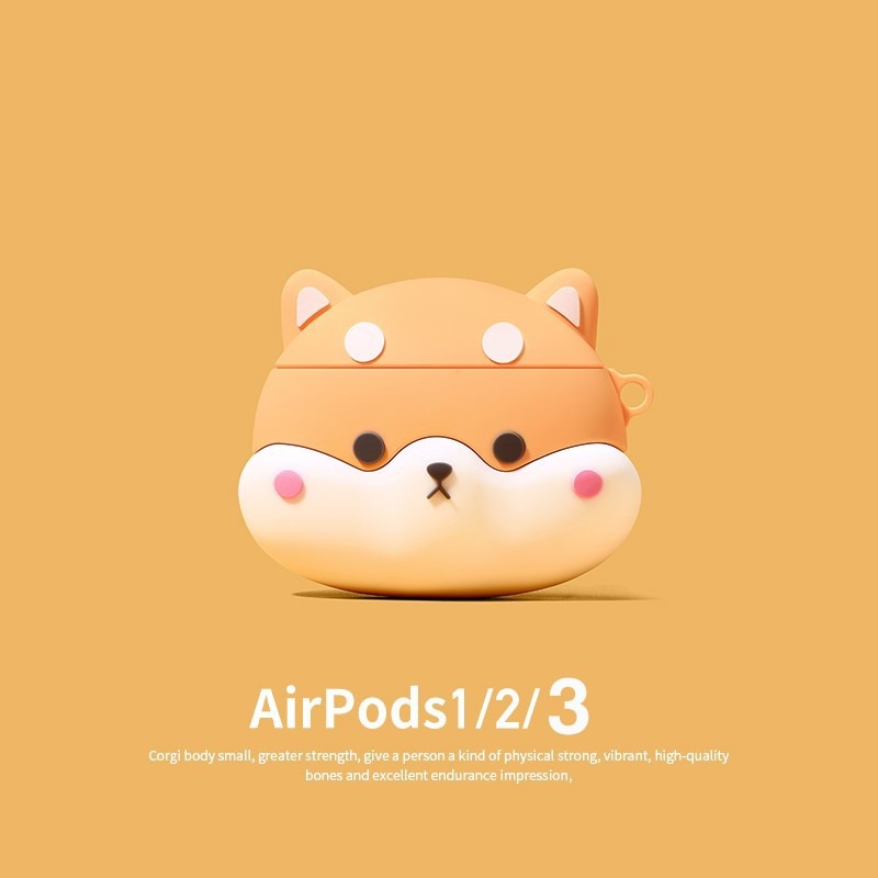 Dos desenhos animados bonito shiba inu cão silicone fone de ouvido casos para apple airpods 1 2 pro 3 fone de ouvido caixa saco