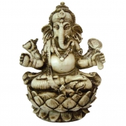 Estátua Ganesha flor de Lótus cor bege