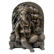 Estátua Ganesha Na Poltrona cor ouro envelhecido