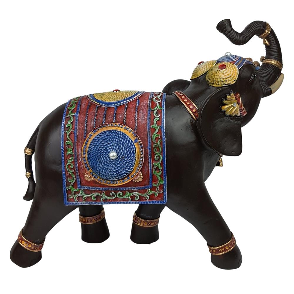 Elefante Indiano estilizado colorido resina grande