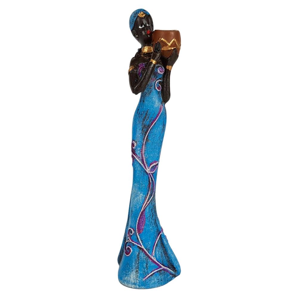 Estatua Africana decorativa Com Vaso Pequena