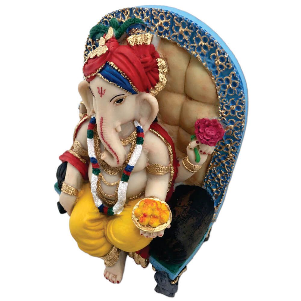 Estátua Ganesha Na Poltrona colorida decoração