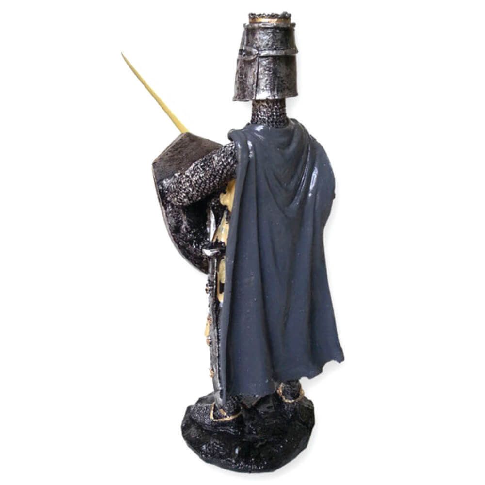 Estátua Soldado Medieval Guerreiro Espada Com Escudo.