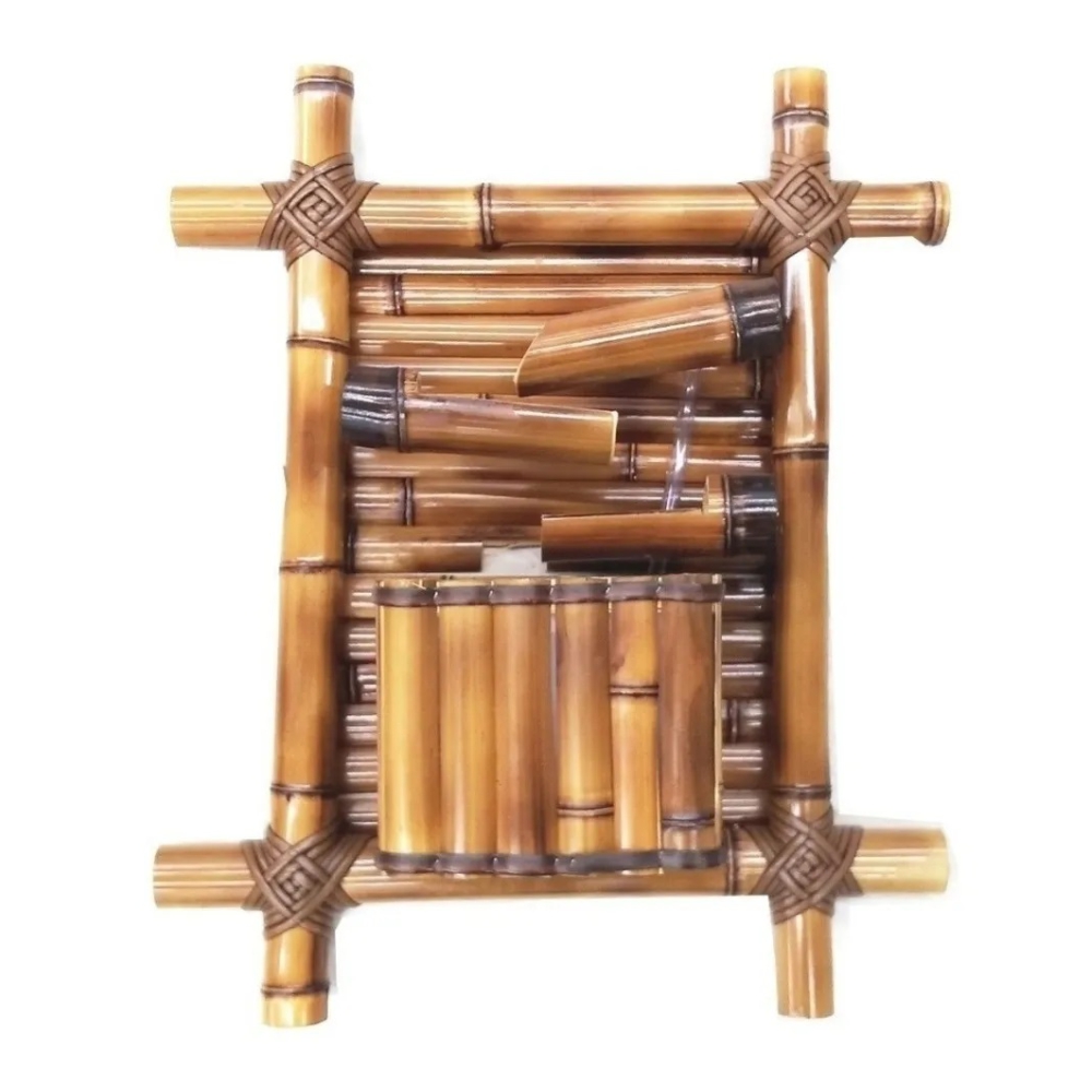 Fonte bambu grande de parede com 3 quedas premium