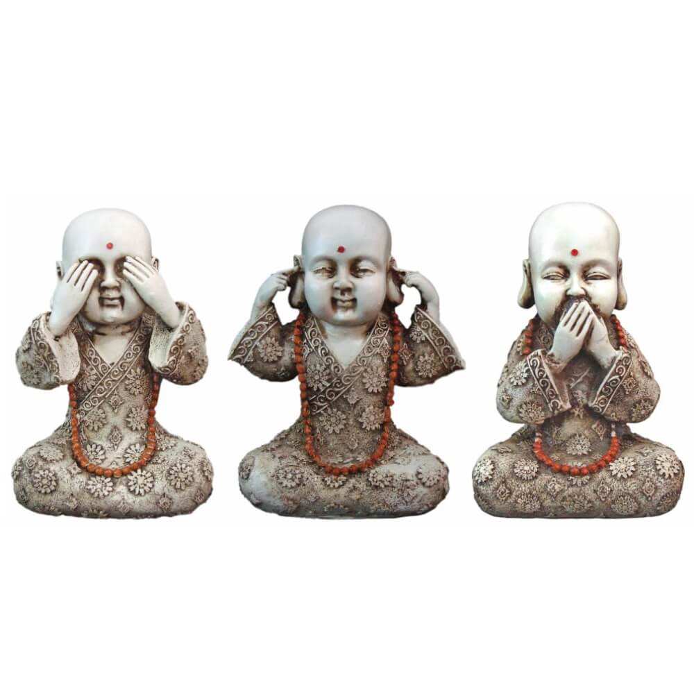 Trio Buda chinês Sábio cego surdo e mudo