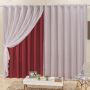 Cortina Elegance para Trilho Suisso Max Tecidos Semi Blackout e Voal 2,00m x 1,70m Sala Quarto - Vermelho