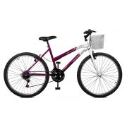 Bicicleta Master Bike Aro 26 Serena Plus 21 Marchas V-Brake Violeta/Branco