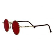 Óculos de Sol Díspar D2269 Redondo Skinny - Dourado/Vermelho