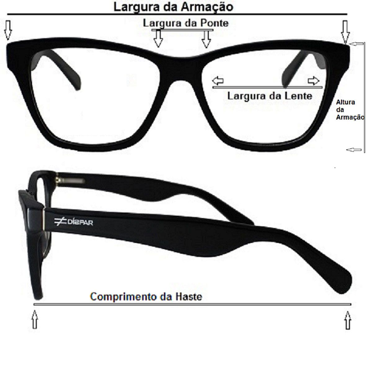 Armação para Óculos Díspar ID2104 Infantil Flexível - Preto Idade 3 a 6 anos