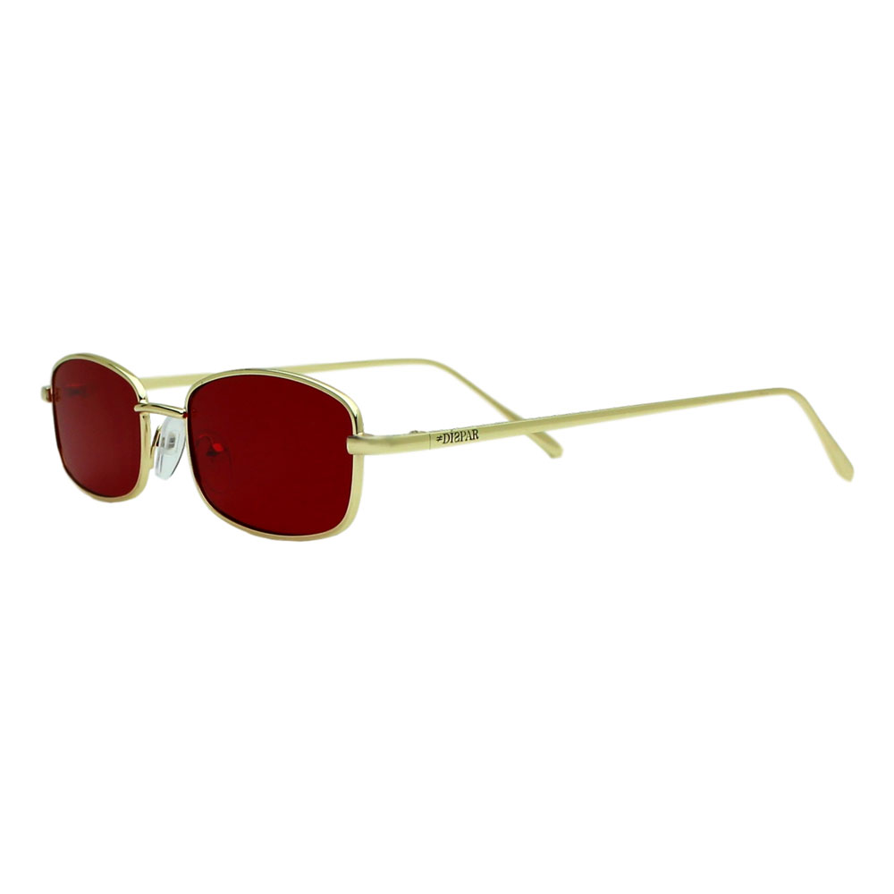 Óculos De Sol Díspar D2412 Retangular - Dourado/Vermelho