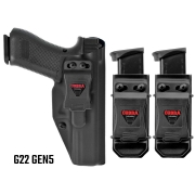 Coldre Glock [G22 Gen5] Kydex + 2 Porta-Carregadores Universais - Saque Rápido Velado Kydex® 080 