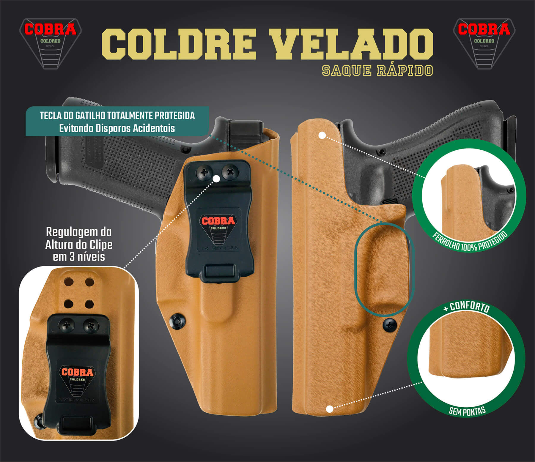 Coldre [24/7] Police / PRO / DS Taurus Kydex® [Velado] + Porta-Carregador Polímero
