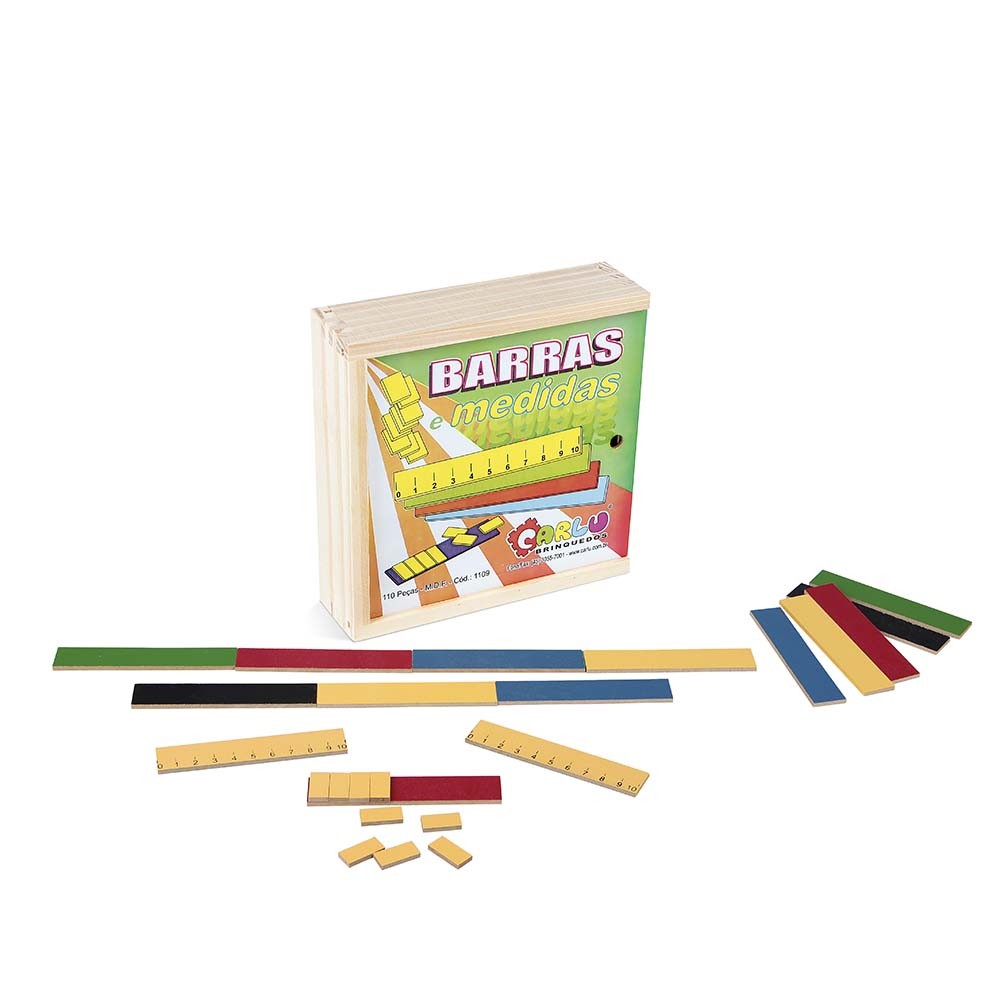 Barras E Medidas M.d.f. 0,28 Cm 110 Pc Coloridas  - Alegria Brinquedos
