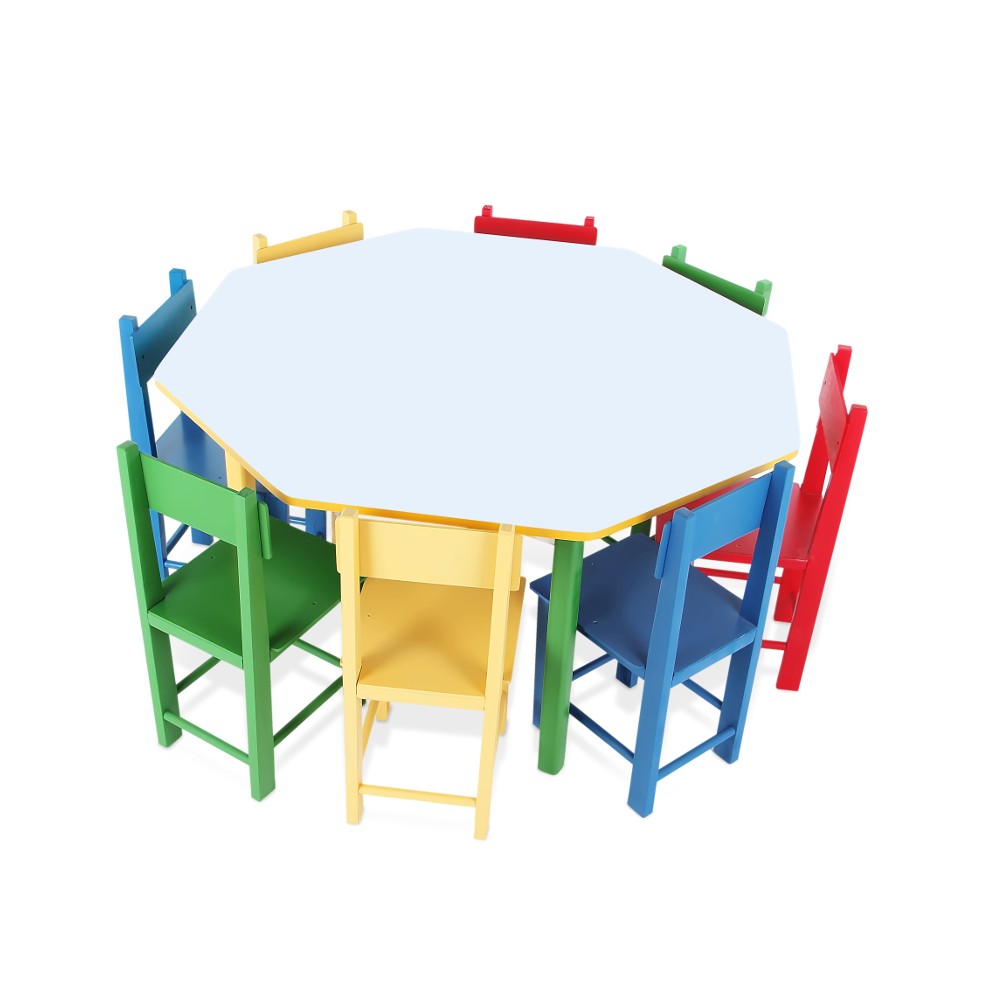 Mesa Oitavada com 8 Cadeiras - Alegria Brinquedos
