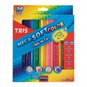 Lápis de Cor Mega Soft Color 24 Cores + Apontador Tris