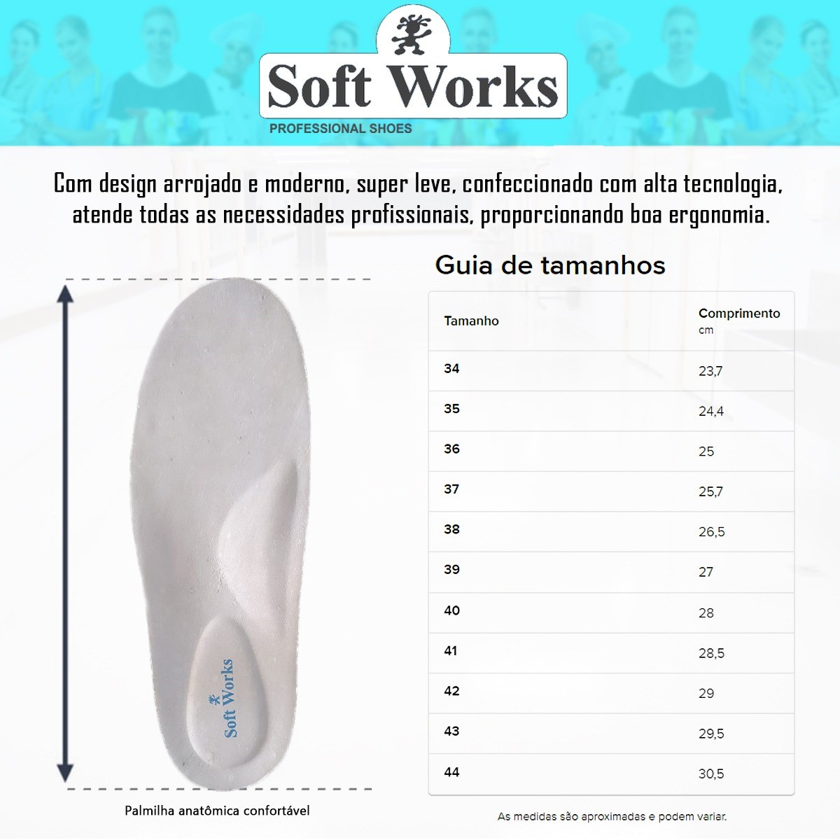 Sapato Profissional Enfermagem Antiderrapante Soft Works Bb61 Branco