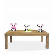 kit Display de mesa festa Panda Rosa 3 totens de 22cm