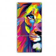 Quadros Decorativos Leão de Judá Colorido animal Abstrato 60x40