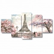 Quadros Decorativos Paris Torre Eiffel Rosa Aquarela Sala Quarto