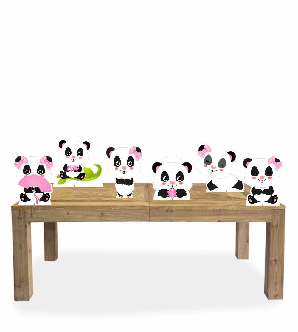 Kit Display de chão totens Panda Rosa 6 Pçs