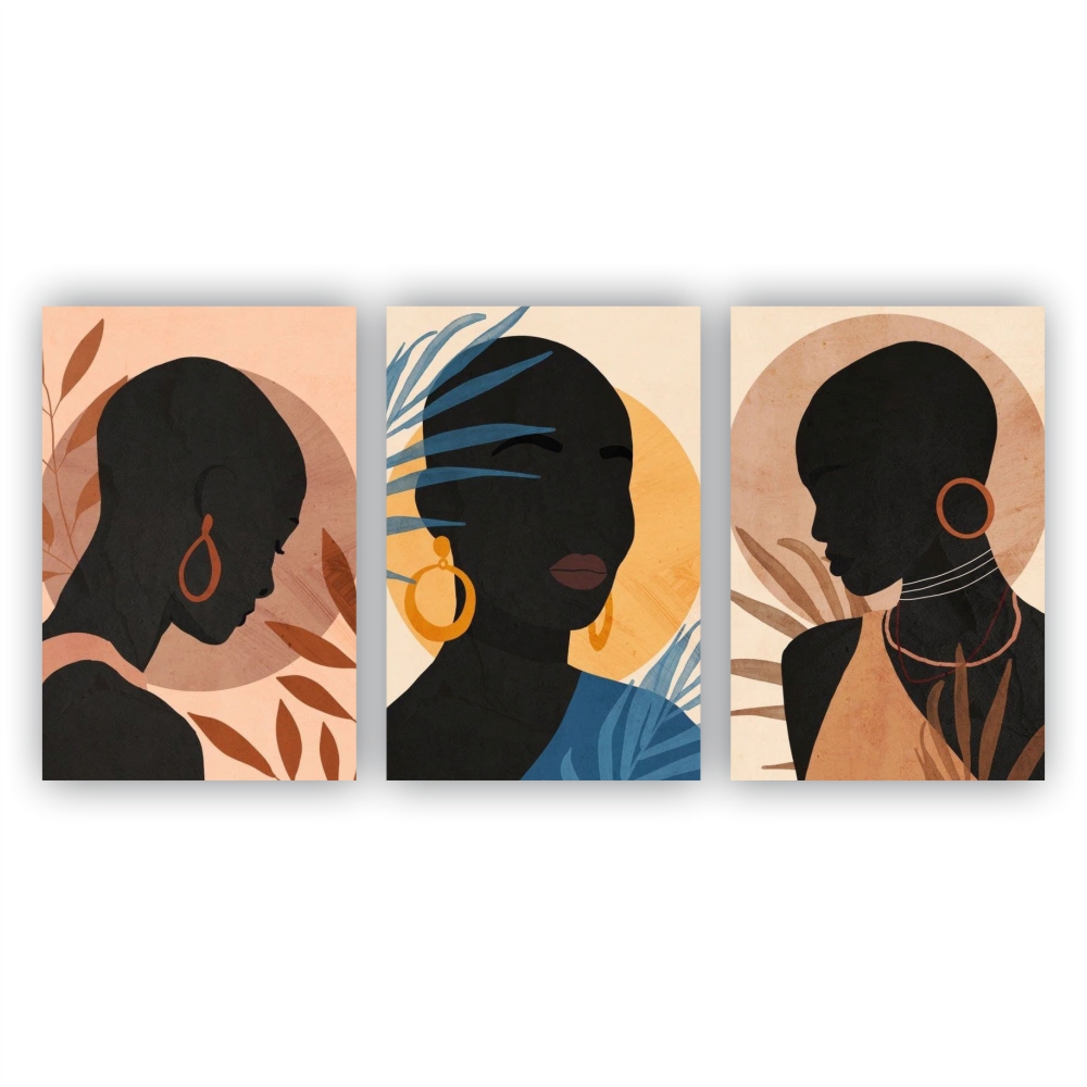 Quadros Decorativos quarto Mulheres Negras Silhueta Artistica