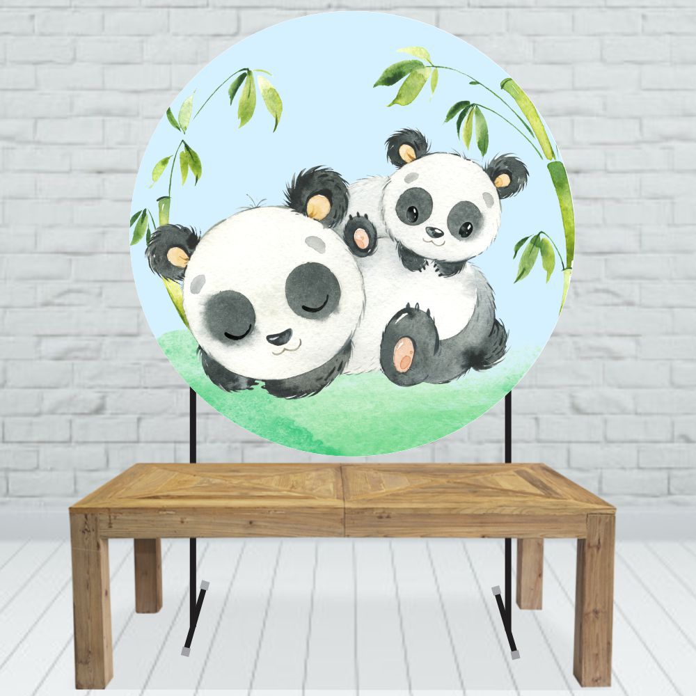 Painel Redondo de festa Animais Pandas 150x150 - AN03