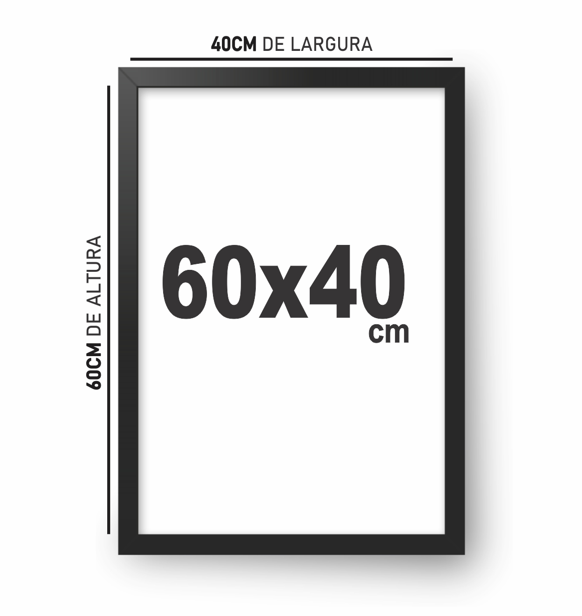 Quadro Decorativo 60x40  C/ Moldura Leão Preto e Branco