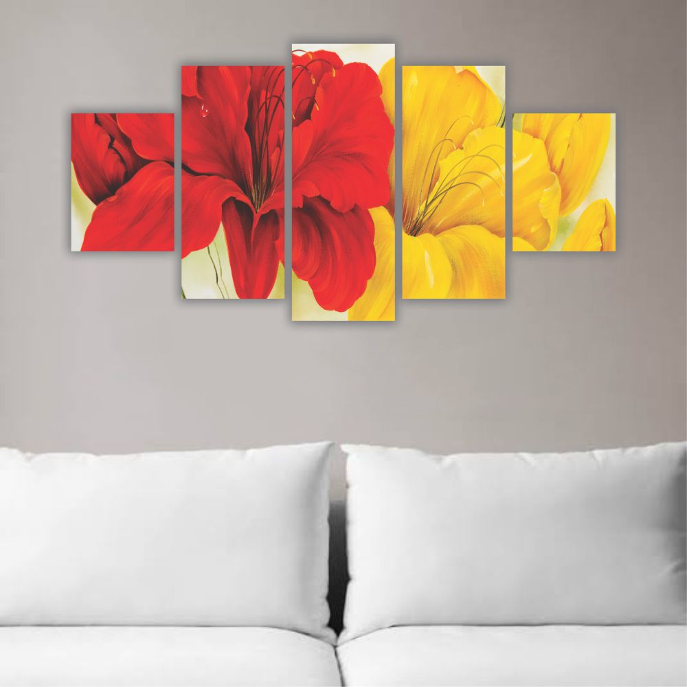 Quadros Decorativos Floral Flores Vermelhas e Amarelas 2