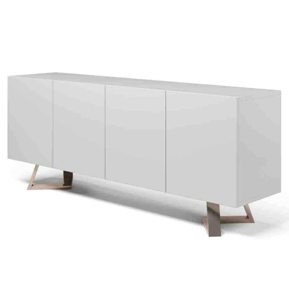 Buffet Zen 200cm Laca Off White/Aço Champanhe - Formato Móveis e Decorações