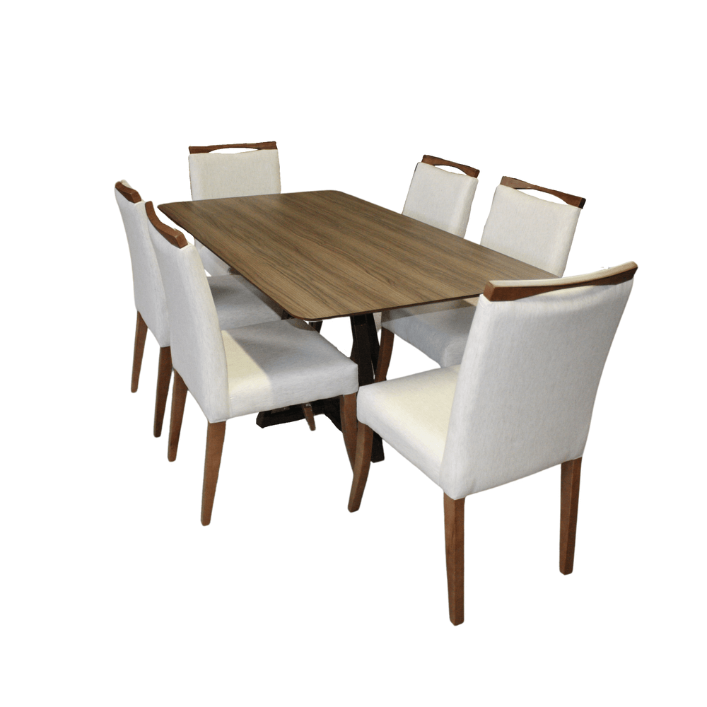 Mesa de Jantar Retangular Eunice Com 6 Cadeiras Lara - Formato Móveis e Decorações