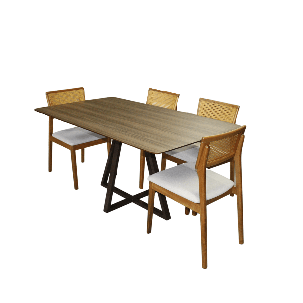 Mesa de Jantar Retangular Eunice Com 6 Cadeiras Ryva  - Formato Móveis e Decorações