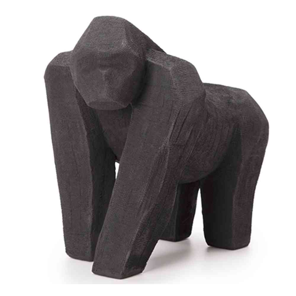 Escultura Adorno Gorila G Preto - Poliresina  - Formato Móveis e Decorações