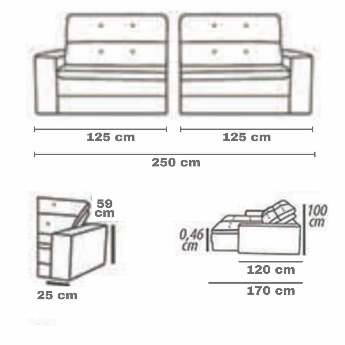 Sofá Retrátil e Reclinável 250cm Gion - Formato Móveis e Decorações