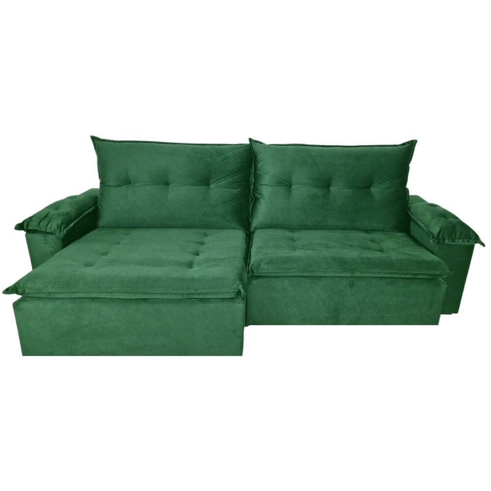 Sofá Retrátil e Reclinável 250cm Minas Veludo Verde - Formato Móveis e Decorações