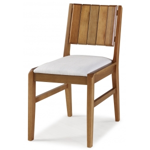 Cadeira de jantar Angra Estofada - Madeira Maciça de Eucalipto - Mel