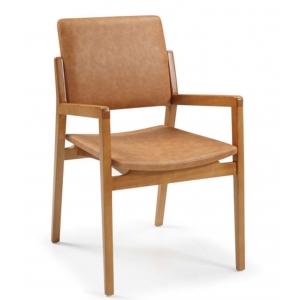 Cadeira Jantar Norin com Braço Madeira de Tauari Anatômica - Freijó