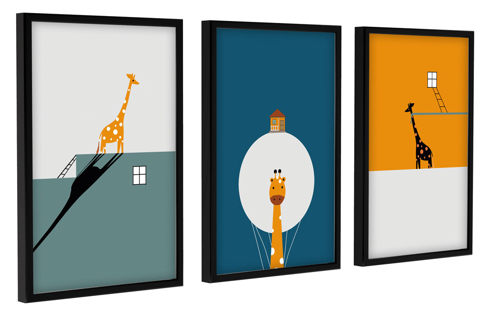 Quadros decorativos com moldura para quarto infantil Girafas