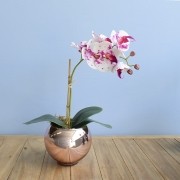 Arranjo de Orquídea Artificial Tigre no Vaso Rose Gold P | Formosinha