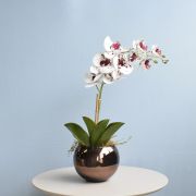 Arranjo de Orquídea Artificial Tigre no Vaso Bronze M |Formosinha