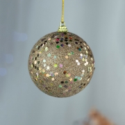 Bola Natalina Dourada com Brilho 10cm - Caixa c/3 | Natal Formosinha