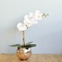 Arranjo Orquídea Branca de Silicone no Vaso Rose Gold | Formosinha