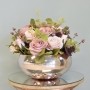 Arranjo de Flores Rosas Artificiais no Vaso Rose Gold | Formosinha