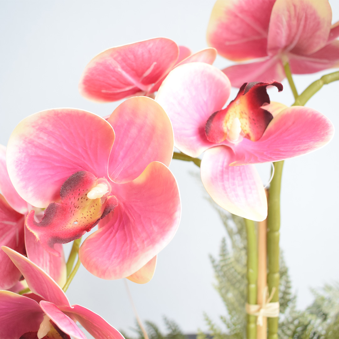 Arranjo Artificial Orquídeas Rosa no Vaso Bronze Médio | Formosinha