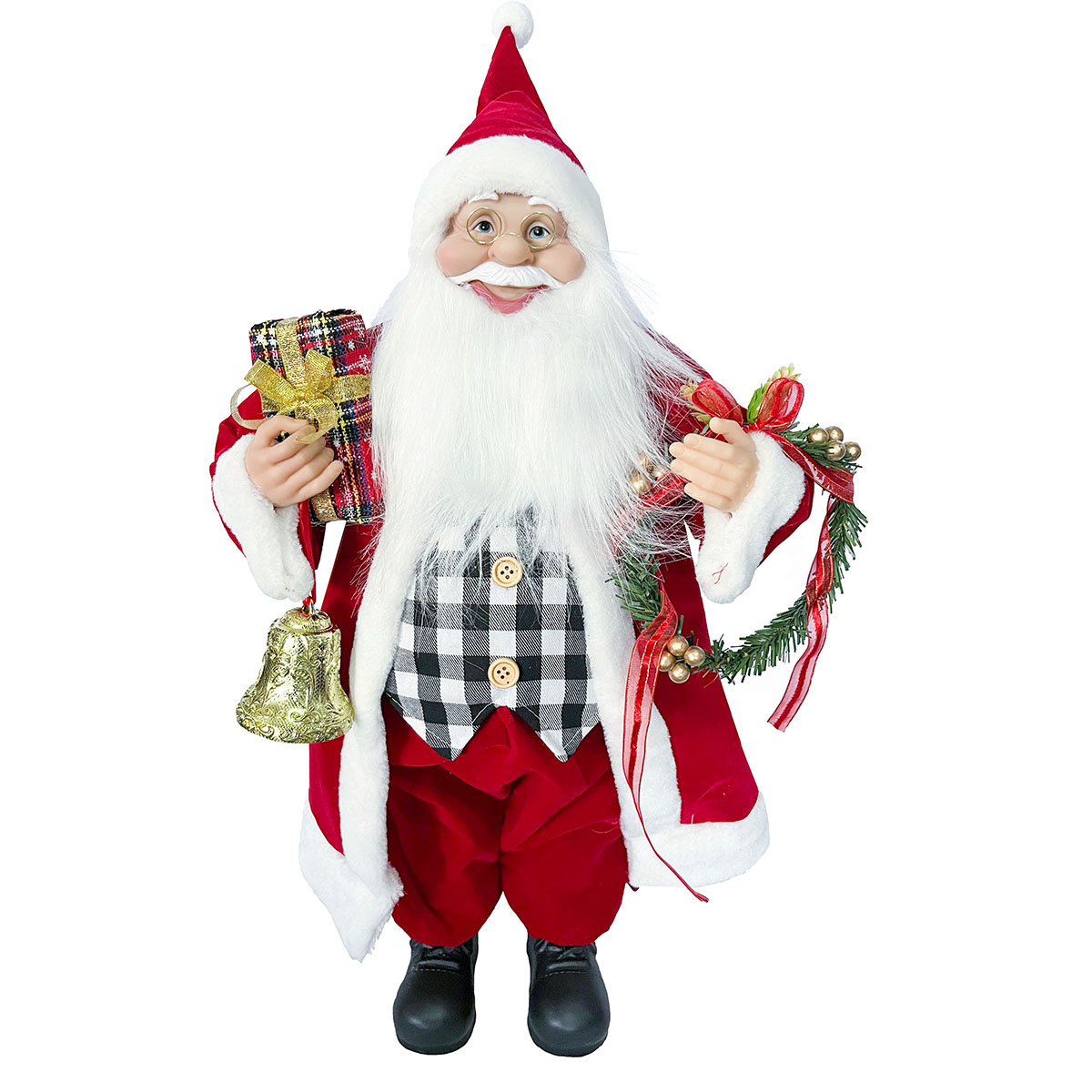 Enfeite Natal Papai Noel Xadrez e Vermelho 60cm | Linha Natal Encantado  Formosinha