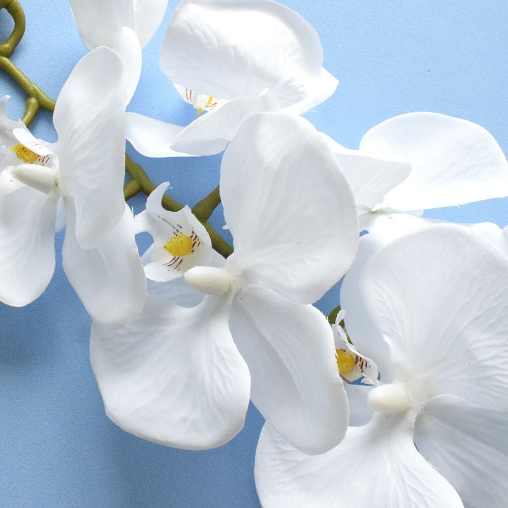 Flor Artificial Haste de Orquídea Média Branca Aveludada| Formosinha