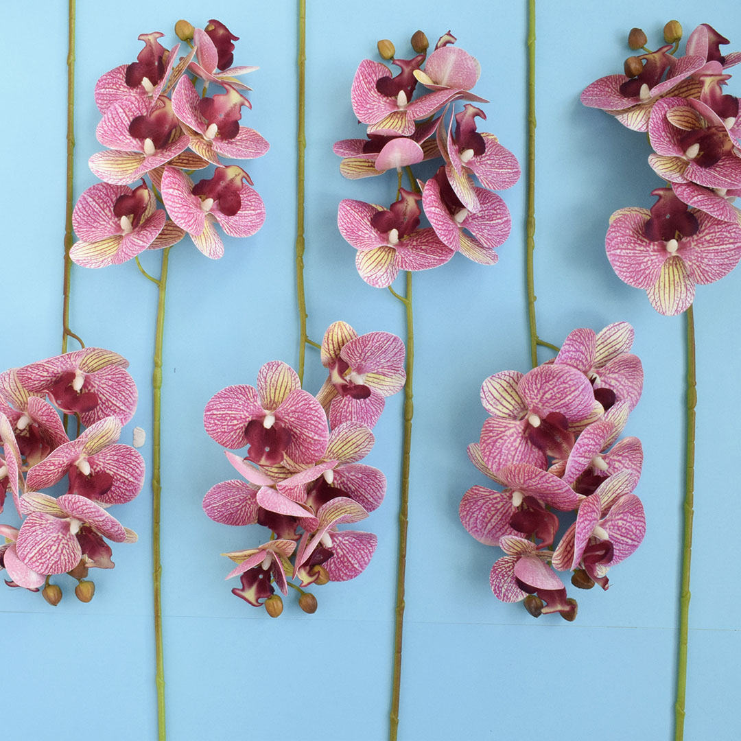 Haste de Orquídea Artificial Rosa 3D - Kit 6 Unidades | Formosinha