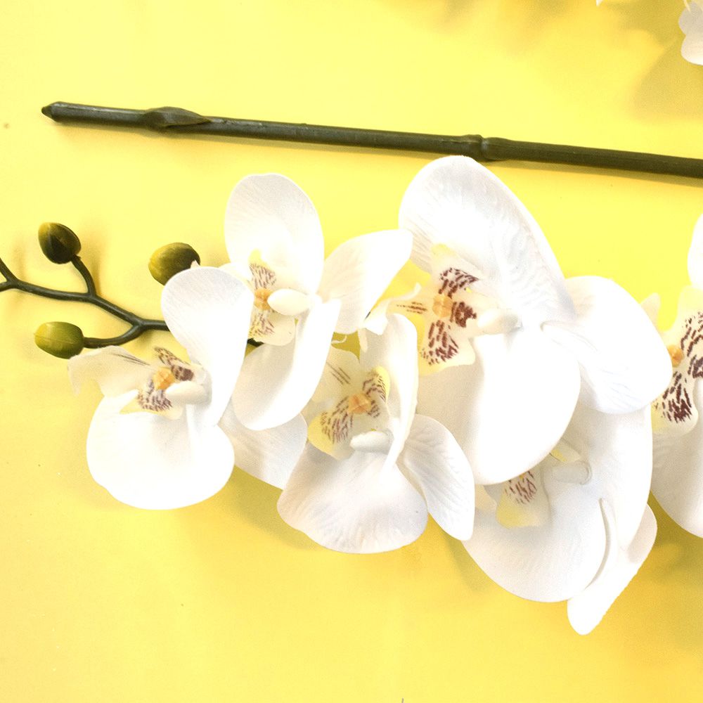 Kit 24 Flores Artificiais Haste de Orquídea Toque Real Branca | Atacado