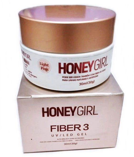 Gel Honey Girl Fiber3 Pink Light Construção De Unha Em Gel Fibra Acrigel 30gr